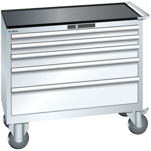 Szafki warsztatowe z szufladami Lista, 4, 5 i 6 szuflad, 1023x572x962 mm - Szafka warsztatowa Lista, 1023x572x962 mm, 5 szuflad, biała