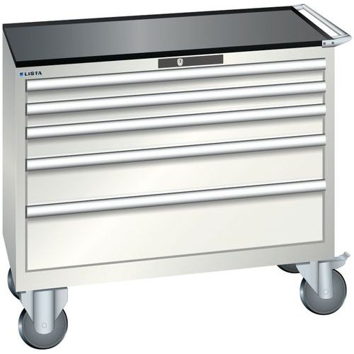 Szafki warsztatowe z szufladami Lista, 4, 5 i 6 szuflad, 1023x572x962 mm - Szafka warsztatowa Lista, 1023x572x962 mm, 5 szuflad, jasnoszara