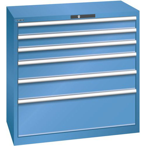 Szafki warsztatowe Lista z szufladami, nośność 75 kg, 6 szuflad - Szafka warsztatowa Lista z szufladami, nośność 75 kg, 6 szuflad, niebieska