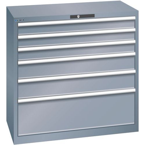 Szafki warsztatowe Lista z szufladami, nośność 75 kg, 6 szuflad - Szafka warsztatowa Lista z szufladami, nośność 75 kg, 6 szuflad, ciemnoszara