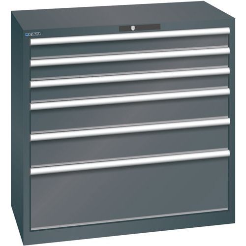 Szafki warsztatowe Lista z szufladami, nośność 75 kg, 6 szuflad - Szafka warsztatowa Lista z szufladami, nośność 75 kg, 6 szuflad, czarna