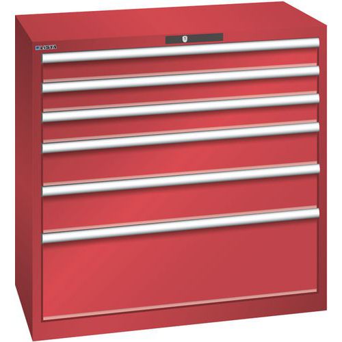 Szafki warsztatowe Lista z szufladami, nośność 75 kg, 6 szuflad - Szafka warsztatowa Lista z szufladami, nośność 75 kg, 6 szuflad, kolor czerwony