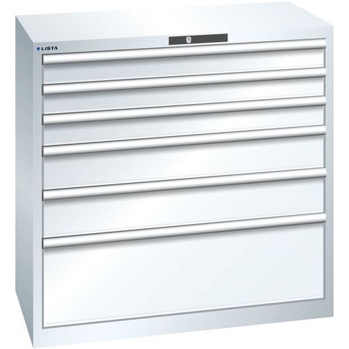 Szafki warsztatowe Lista z szufladami, nośność 75 kg, 6 szuflad - Szafka warsztatowa Lista z szufladami, nośność 75 kg, 6 szuflad, biała