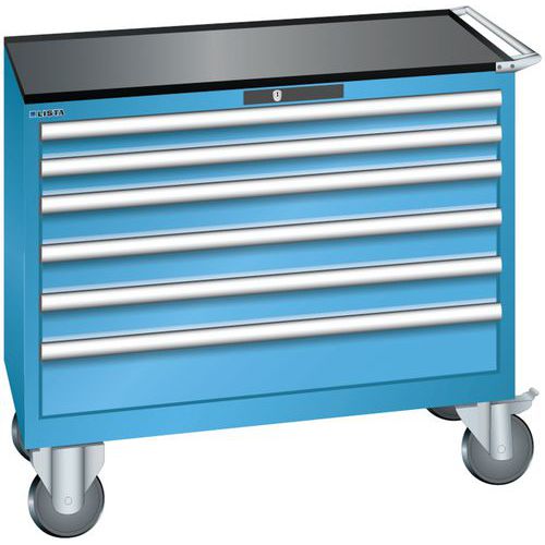 Szafki warsztatowe z szufladami Lista, 4, 5 i 6 szuflad, 1023x572x962 mm - Szafka warsztatowa Lista, 1023x572x962 mm, 6 szuflad, jasnoniebieska