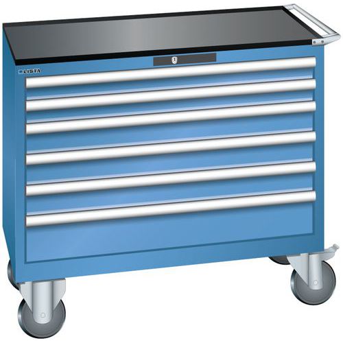 Szafki warsztatowe z szufladami Lista, 4, 5 i 6 szuflad, 1023x572x962 mm - Szafka warsztatowa Lista, 1023x572x962 mm, 6 szuflad, niebieska
