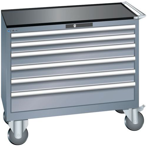 Szafki warsztatowe z szufladami Lista, 4, 5 i 6 szuflad, 1023x572x962 mm - Szafka warsztatowa Lista, 1023x572x962 mm, 6 szuflad, ciemnoszara