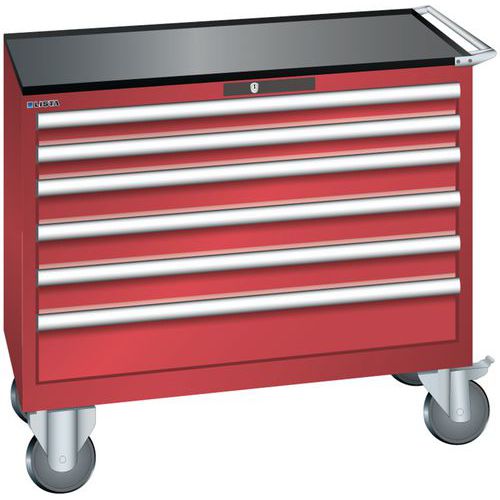 Szafki warsztatowe z szufladami Lista, 4, 5 i 6 szuflad, 1023x572x962 mm - Szafka warsztatowa Lista, 1023x572x962 mm, 6 szuflad, czerwona