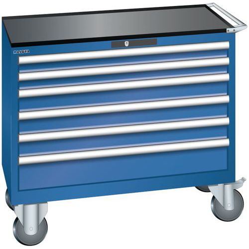 Szafki warsztatowe z szufladami Lista, 4, 5 i 6 szuflad, 1023x572x962 mm - Szafka warsztatowa Lista, 1023x572x962 mm, 6 szuflad, ciemnoniebieska