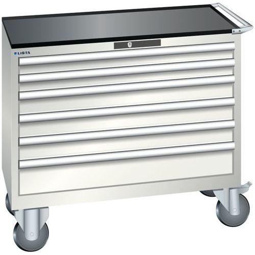 Szafki warsztatowe z szufladami Lista, 4, 5 i 6 szuflad, 1023x572x962 mm - Szafka warsztatowa Lista, 1023x572x962 mm, 6 szuflad, jasnoszara