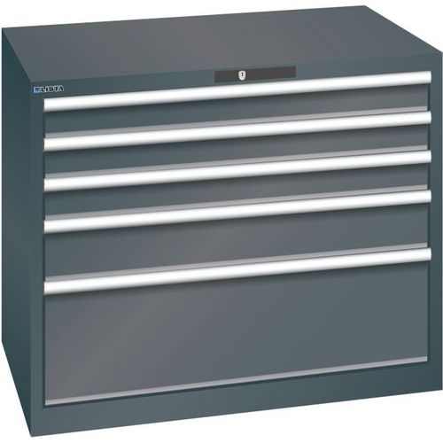 Szafki warsztatowe z szufladami Lista, 1023x725x850 mm, 5 szuflad - Szafka warsztatowa Lista, 1023x725x850 mm, 5 szuflad, czarna