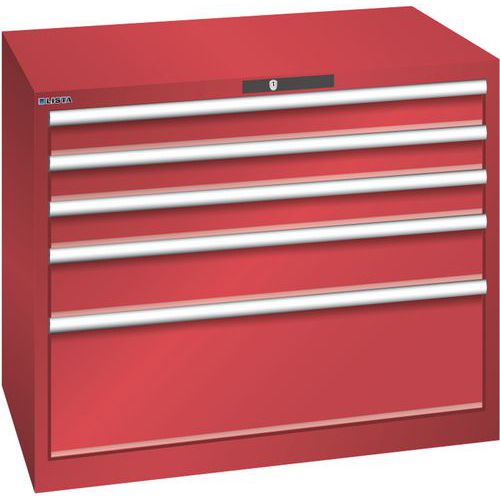 Szafki warsztatowe z szufladami Lista, 1023x725x850 mm, 5 szuflad - Szafka warsztatowa Lista, 1023x725x850 mm, 5 szuflad, czerwona