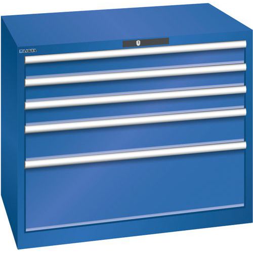 Szafki warsztatowe z szufladami Lista, 1023x725x850 mm, 5 szuflad - Szafka warsztatowa Lista, 1023x725x850 mm, 5 szuflad, kolor fluorescencyjny niebie