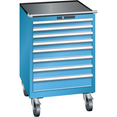 Mobilne szafki warsztatowe LISTA z szufladami, 7 lub 8 szuflad, szer. x wys. x gł. – 717 x 725 x 1112 mm - Mobilna szafka warsztatowa z szufladami LIS