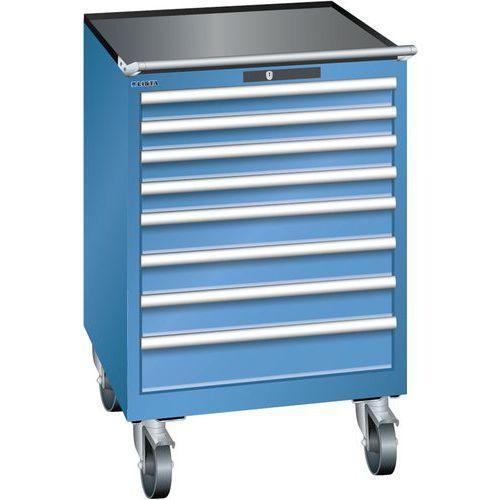 Mobilne szafki warsztatowe LISTA z szufladami, 7 lub 8 szuflad, szer. x wys. x gł. – 717 x 725 x 1112 mm - Mobilna szafka warsztatowa z szufladami LIS
