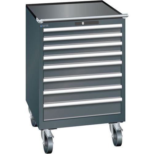 Mobilne szafki warsztatowe LISTA z szufladami, 7 lub 8 szuflad, szer. x wys. x gł. – 717 x 725 x 1112 mm - Mobilna szafka warsztatowa z szufladami LIS
