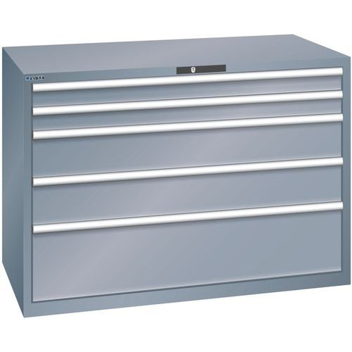 Szafki warsztatowe z szufladami Lista, 1431x725x1000 mm, 5, 7 lub 8 szuflad - Szafka warsztatowa Lista, 1431x725x1000 mm, 75 kg, 5 szuflad, ciemnoszar