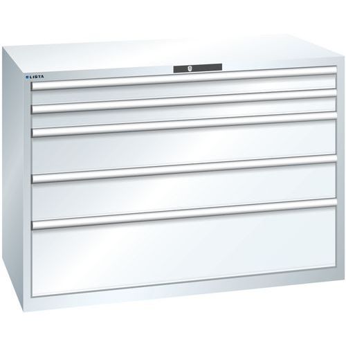Szafki warsztatowe z szufladami Lista, 1431x725x1000 mm, 5, 7 lub 8 szuflad - Szafka warsztatowa Lista z szufladami, 1431x725x1000 mm, 75 kg, 5 szufla