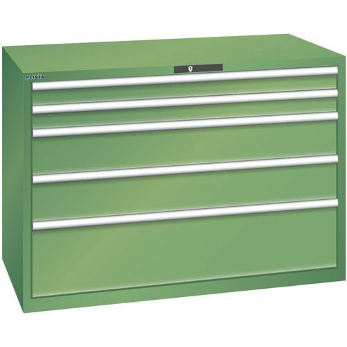 Szafki warsztatowe z szufladami Lista, 1431x725x1000 mm, 5, 7 lub 8 szuflad - Szafka warsztatowa Lista, 1431x725x1000 mm, 200 kg, 5 szuflad, zielona