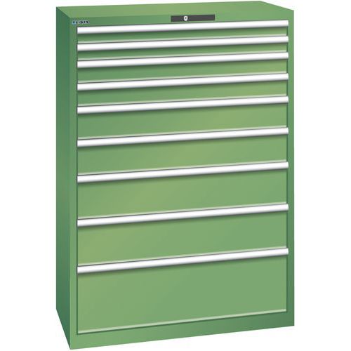 Szafki warsztatowe z szufladami Lista, nośność 75 kg, 9 szuflad - Szafka warsztatowa Lista z szufladami, nośność 75 kg, 9 szuflad, kolor zielony