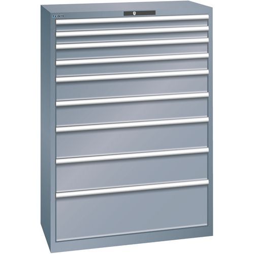 Szafki warsztatowe z szufladami Lista, nośność 75 kg, 9 szuflad - Szafka warsztatowa Lista z szufladami, nośność 75 kg, 9 szuflad, ciemnoszara