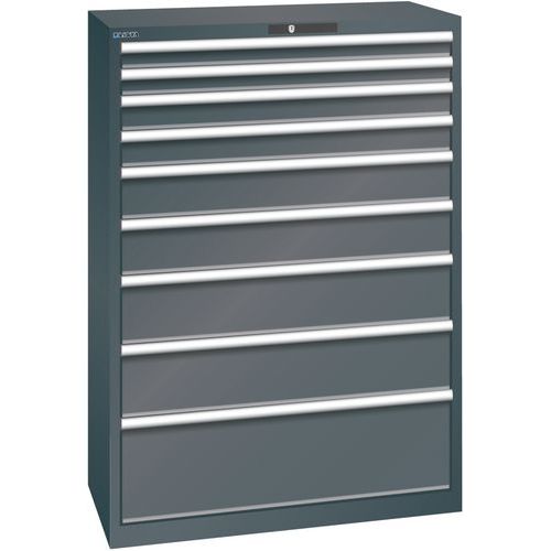 Szafki warsztatowe z szufladami Lista, nośność 75 kg, 9 szuflad - Szafka warsztatowa Lista z szufladami, nośność 75 kg, 9 szuflad, kolor czarny