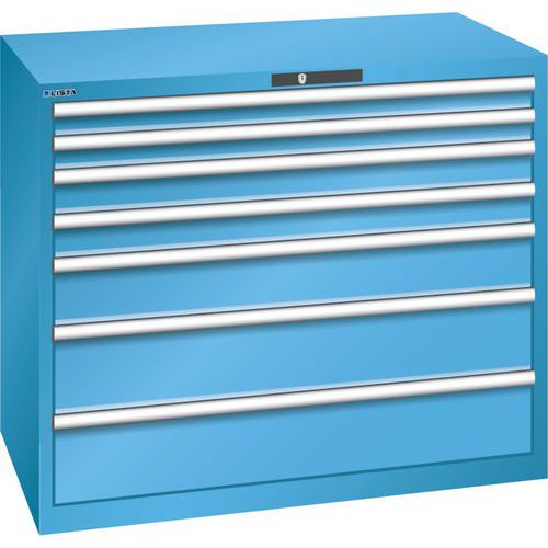 Szafki warsztatowe z szufladami Lista, 1193x725x1000 mm, 7 szuflad - Szafka warsztatowa Lista, 1193x725x1000 mm, 7 szuflad, jasnoniebieska