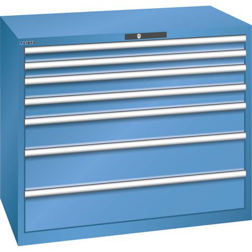 Szafki warsztatowe z szufladami Lista, 1193x725x1000 mm, 7 szuflad - Szafka warsztatowa Lista, 1193x725x1000 mm, 7 szuflad, niebieska