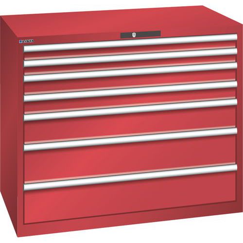 Szafki warsztatowe z szufladami Lista, 1193x725x1000 mm, 7 szuflad - Szafka warsztatowa Lista, 1193x725x1000 mm, 7 szuflad, czerwona