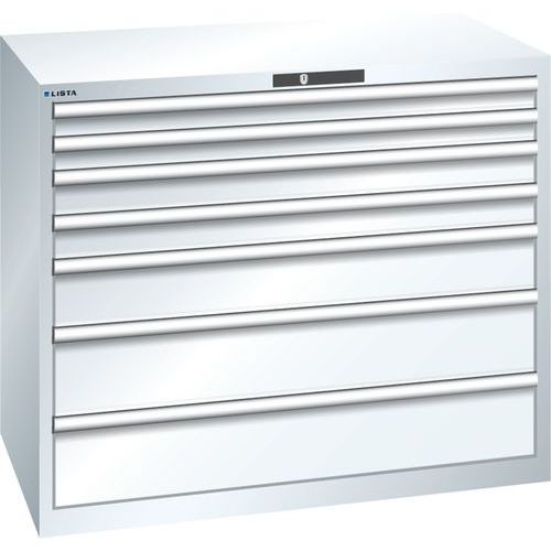 Szafki warsztatowe z szufladami Lista, 1193x725x1000 mm, 7 szuflad - Szafka warsztatowa Lista, 1193x725x1000 mm, 7 szuflad, biała