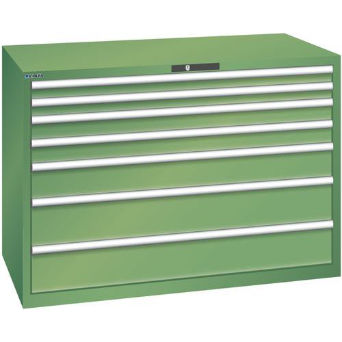 Szafki warsztatowe z szufladami Lista, 1431x725x1000 mm, 5, 7 lub 8 szuflad - Szafka warsztatowa Lista, 1431x725x1000 mm, 75 kg, 7 szuflad, zielona