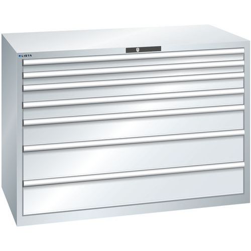 Szafki warsztatowe z szufladami Lista, 1431x725x1000 mm, 5, 7 lub 8 szuflad - Szafka warsztatowa Lista, 1431x725x1000 mm, 200 kg, 7 szuflad, szara