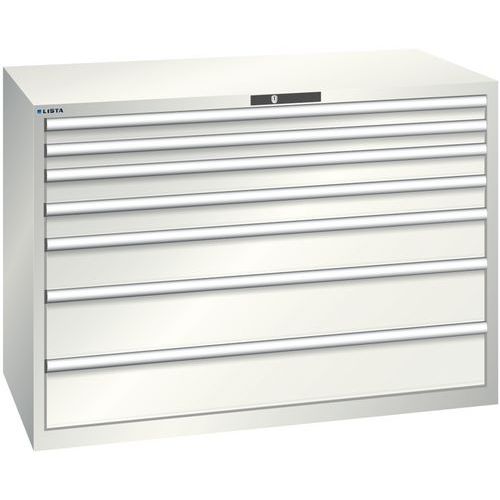 Szafki warsztatowe z szufladami Lista, 1431x725x1000 mm, 5, 7 lub 8 szuflad - Szafka warsztatowa Lista, 1431x725x1000 mm, 200 kg, 7 szuflad, jasnoszar