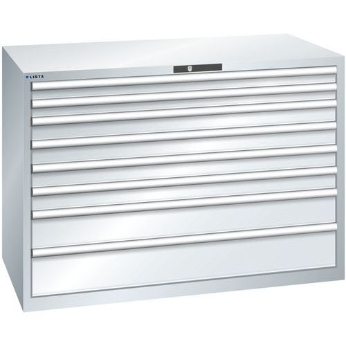 Szafki warsztatowe z szufladami Lista, 1431x725x1000 mm, 5, 7 lub 8 szuflad - Szafka warsztatowa Lista, 1431x725x1000 mm, 75 kg, 8 szuflad, szara