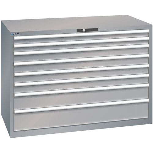 Szafki warsztatowe z szufladami Lista, 1431x725x1000 mm, 5, 7 lub 8 szuflad - Szafka warsztatowa Lista z szufladami, 1431x725x1000 mm, 75 kg, 8 szufla