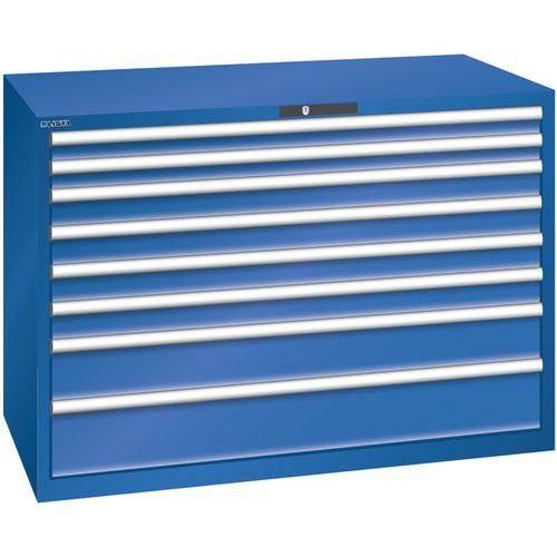 Szafki warsztatowe z szufladami Lista, 1431x725x1000 mm, 5, 7 lub 8 szuflad - Szafka warsztatowa Lista z szufladami, 1431x725x1000 mm, 75 kg, 8 szufla
