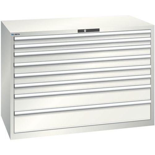 Szafki warsztatowe z szufladami Lista, 1431x725x1000 mm, 5, 7 lub 8 szuflad - Szafka warsztatowa Lista z szufladami, 1431x725x1000 mm, 200 kg, 8 szufl