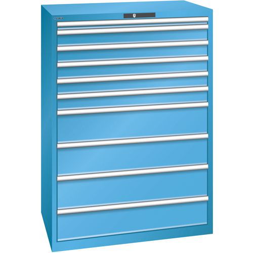 Szafki warsztatowe z szufladami Lista, 1023x725x1450 mm, 10 szuflad - Szafka warsztatowa Lista, 1023x725x1450 mm, 10 szuflad, jasnoniebieska