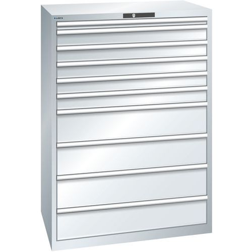 Szafki warsztatowe z szufladami Lista, 1023x725x1450 mm, 10 szuflad - Szafka warsztatowa Lista, 1023x725x1450 mm, 10 szuflad, szara