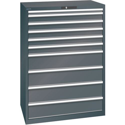 Szafki warsztatowe z szufladami Lista, 1023x725x1450 mm, 10 szuflad - Szafka warsztatowa Lista, 1023x725x1450 mm, 10 szuflad, czarna