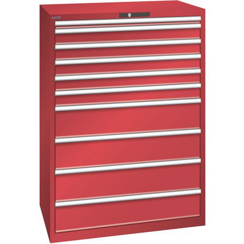 Szafki warsztatowe z szufladami Lista, 1023x725x1450 mm, 10 szuflad - Szafka warsztatowa Lista, 1023x725x1450 mm, 10 szuflad, czerwona