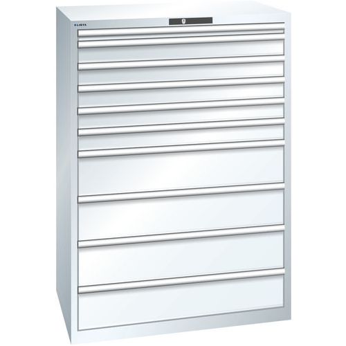 Szafki warsztatowe z szufladami Lista, 1023x725x1450 mm, 10 szuflad - Szafka warsztatowa Lista, 1023x725x1450 mm, 10 szuflad, biała