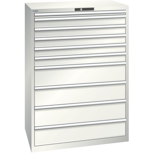 Szafki warsztatowe z szufladami Lista, 1023x725x1450 mm, 10 szuflad - Szafka warsztatowa Lista, 1023x725x1450 mm, 10 szuflad, jasnoszara