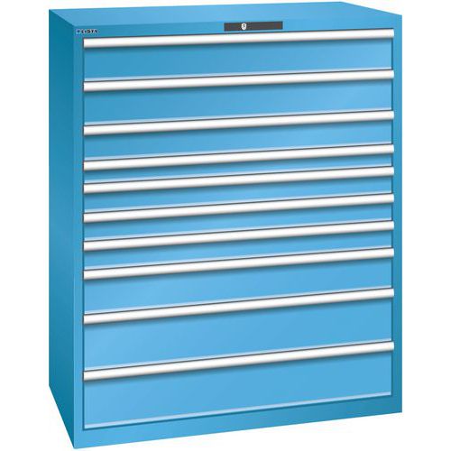 Szafki warsztatowe z szufladami Lista 10, 11 i 12 szuflad, 1193x725x1450 mm - Szafka warsztatowa Lista, 1193x725x1450 mm, 200 kg, 10 szuflad, jasnonie