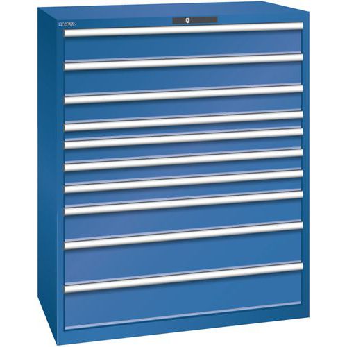 Szafki warsztatowe z szufladami Lista 10, 11 i 12 szuflad, 1193x725x1450 mm - Szafka warsztatowa Lista, 1193x725x1450 mm, 200 kg, 10 szuflad, ciemnoni