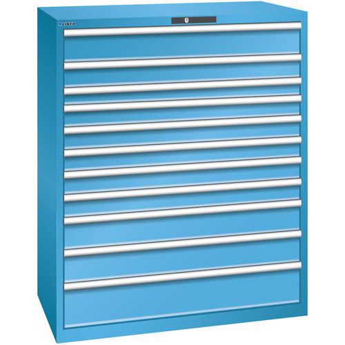 Szafki warsztatowe z szufladami Lista 10, 11 i 12 szuflad, 1193x725x1450 mm - Szafka warsztatowa Lista, 1193x725x1450 mm, 200 kg, 11 szuflad, jasnonie