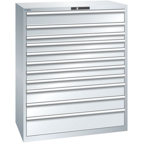 Szafki warsztatowe z szufladami Lista 10, 11 i 12 szuflad, 1193x725x1450 mm - Szafka warsztatowa Lista, 1193x725x1450 mm, 200 kg, 11 szuflad, szara