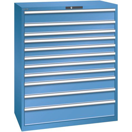 Szafki warsztatowe z szufladami Lista 10, 11 i 12 szuflad, 1193x725x1450 mm - Szafka warsztatowa Lista, 1193x725x1450 mm, 200 kg, 11 szuflad, niebiesk