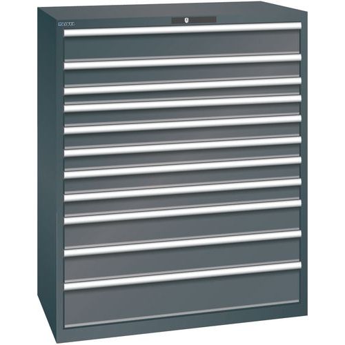 Szafki warsztatowe z szufladami Lista 10, 11 i 12 szuflad, 1193x725x1450 mm - Szafka warsztatowa Lista, 1193x725x1450 mm, 200 kg, 11 szuflad, czarna