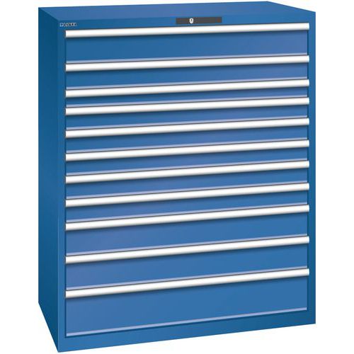 Szafki warsztatowe z szufladami Lista 10, 11 i 12 szuflad, 1193x725x1450 mm - Szafka warsztatowa Lista, 1193x725x1450 mm, 200 kg, 11 szuflad, ciemnoni