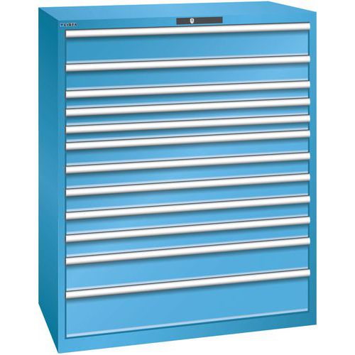 Szafki warsztatowe z szufladami Lista 10, 11 i 12 szuflad, 1193x725x1450 mm - Szafka warsztatowa Lista, 1193x725x1450 mm, 200 kg, 12 szuflad, jasnonie